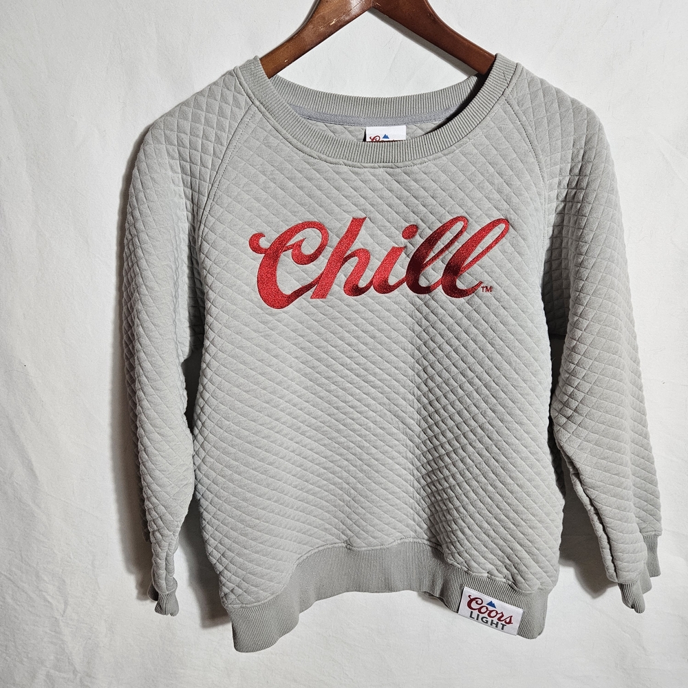 Coors Light Gray Quilted Women's Crew Neck Sweater